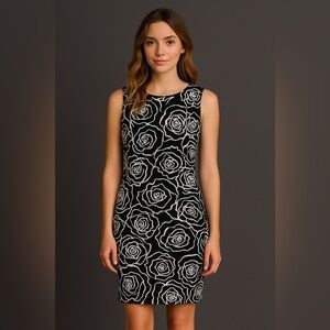 356 Brooks Brothers black Floral Knee Sleeveless Cotton Dress Back Zip 8